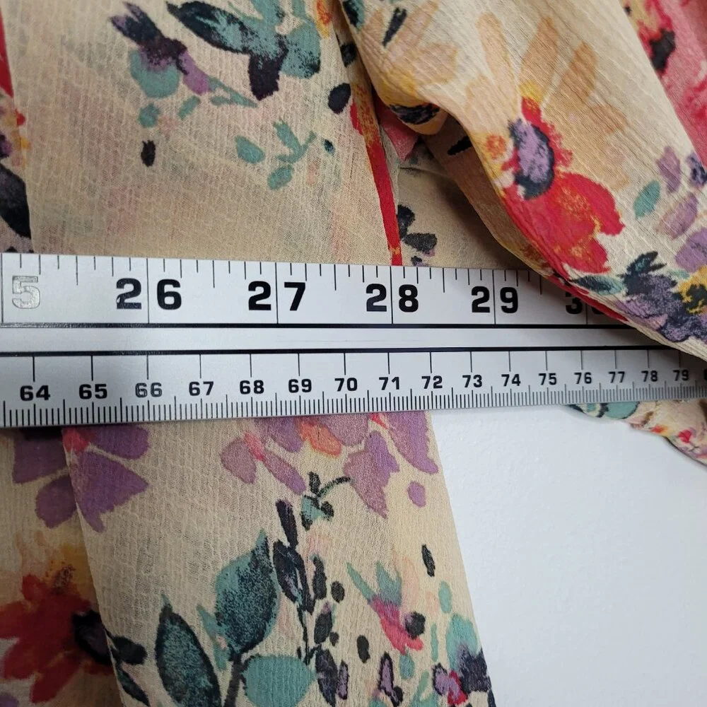 Torrid Ruffle Kimono Chiffon Floral Tan boho cover up beachy vacation size 4x - Picture 8 of 9